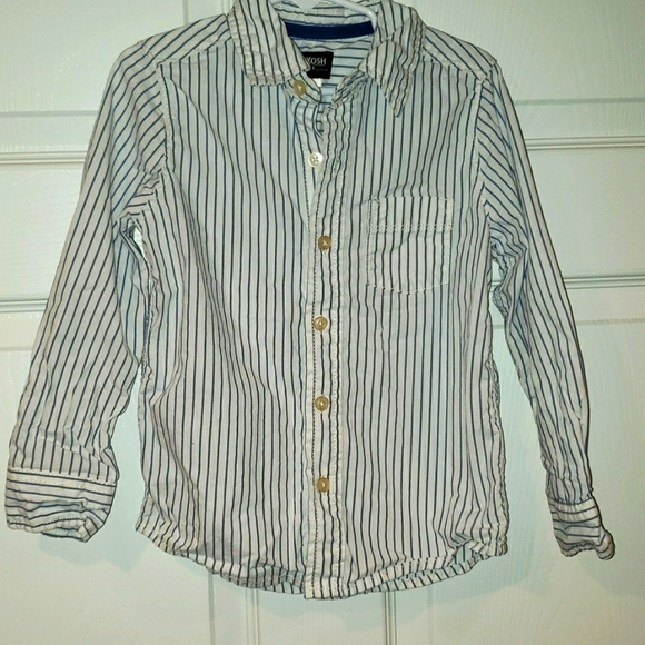 Boys dress outfit set with red pants and blue and white striped button down - Picture 5 of 7